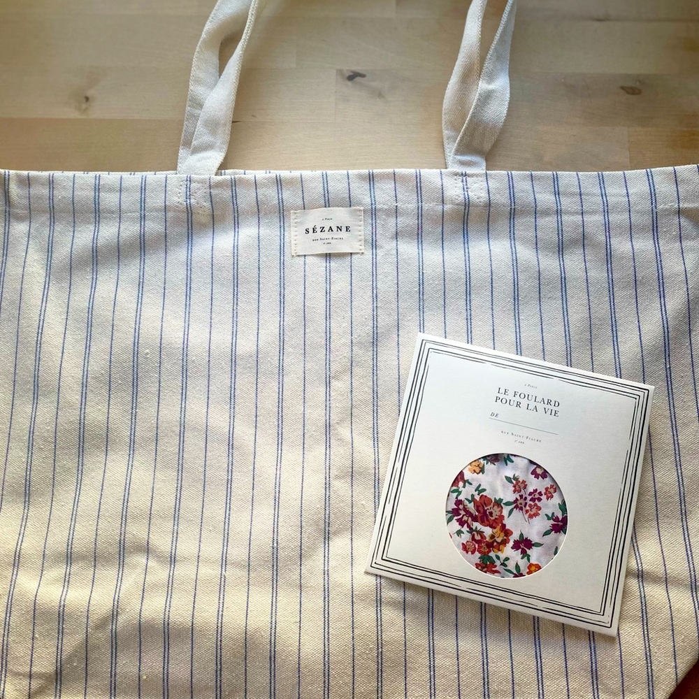 NWOT Sezane Canvas Tote + Scarf